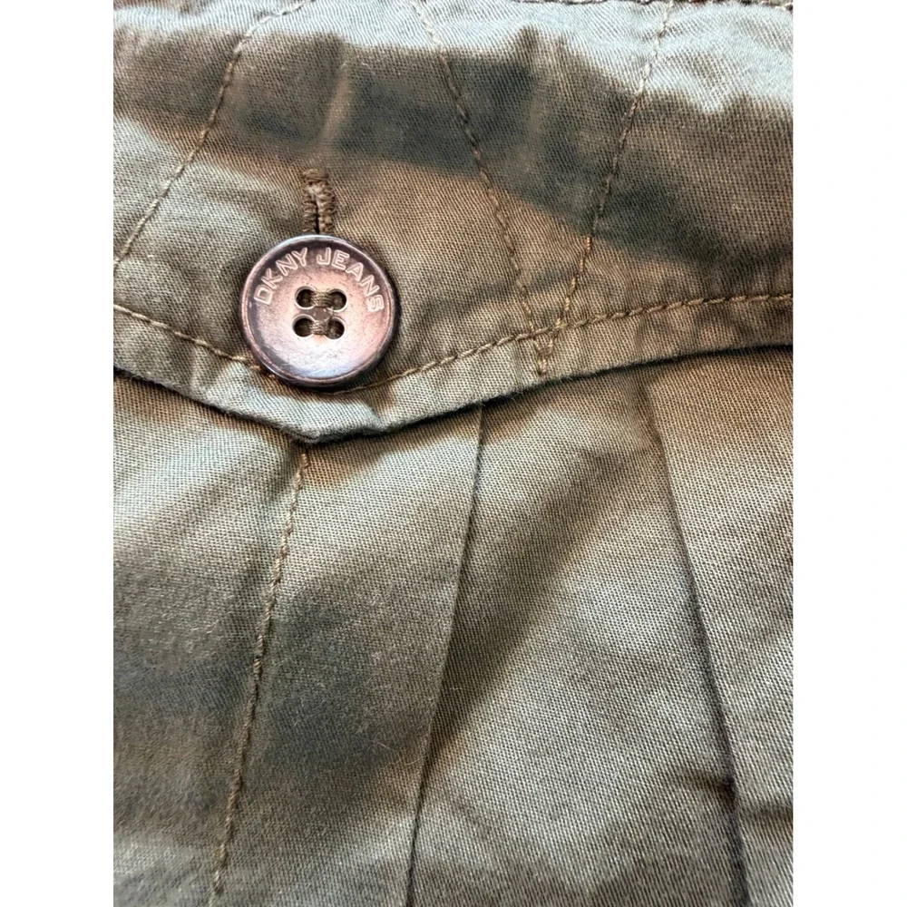 DKNY Jeans Mens 30 Olive Green Cargo Shorts Military Patch Utility Cotton Twill